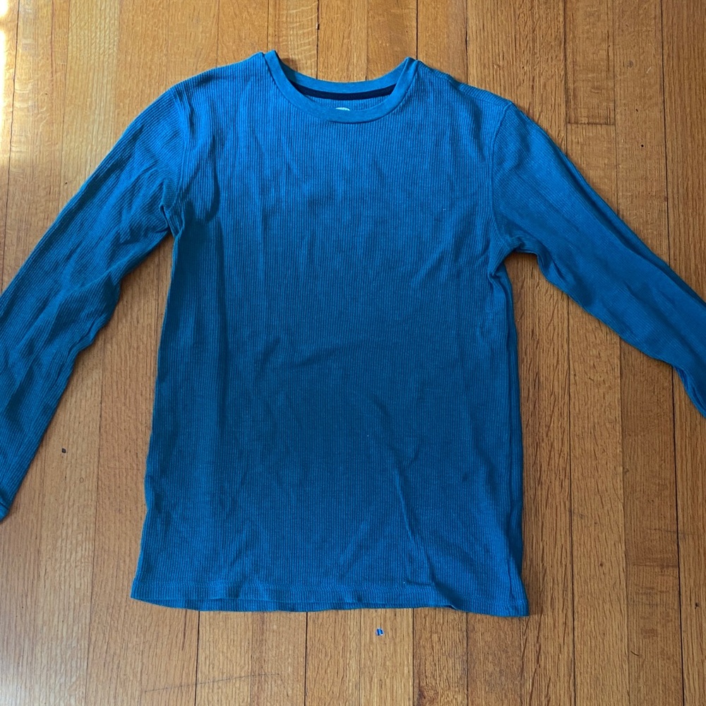 Old Navy Blue Waffle Long Sleeve Thermal Tee